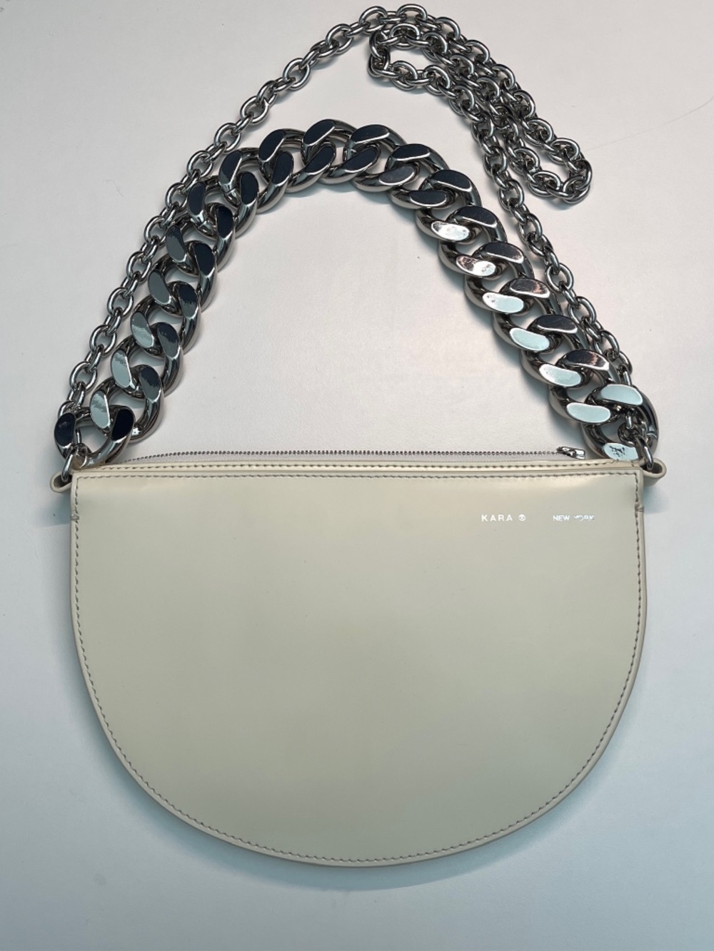 KARA Starfruit white silver Leather handle Chain Bag 2-way bag handbag